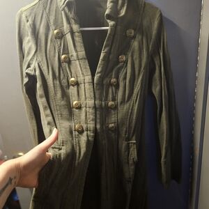 CAbi Olive Green Military-Style Trench Coat